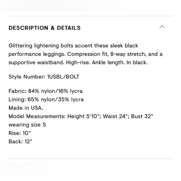 • ULTRACOR • Women’s Ultra Silk Bolt Leggings Athletic  Black Sparkly Silver Sma - Picture 4 of 6